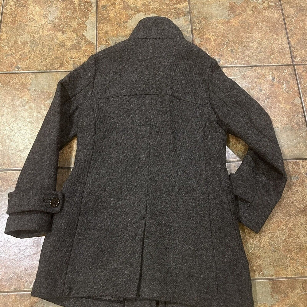 Banana Republic Women's Gray Wool Coat Sz Med Toggles Full Asymmetrical Zip - Picture 7 of 7
